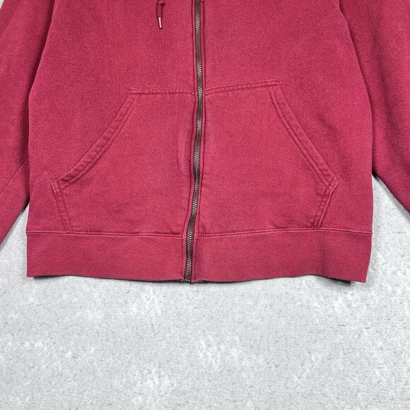 Vintage Y2K Nike Sweatshirt Womens Medium Red Swoosh Full Zip Pullover Hooded - Picture 4 of 11